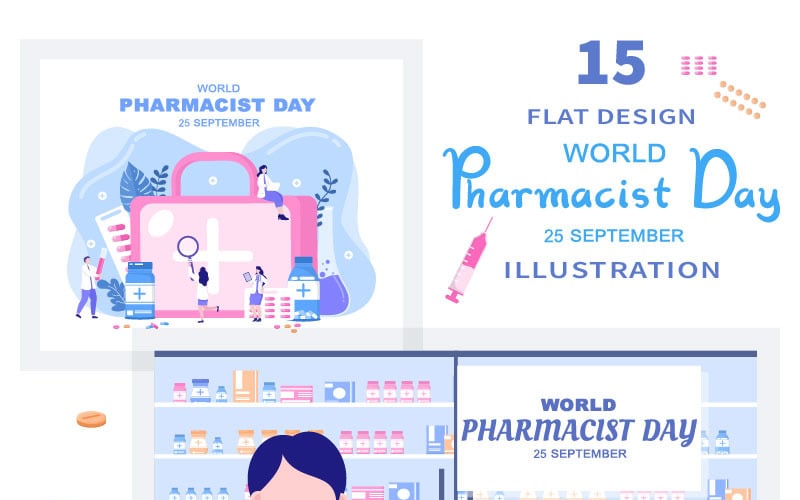 15 Światowy Dzień Farmaceutów Ilustracja Wektorowa