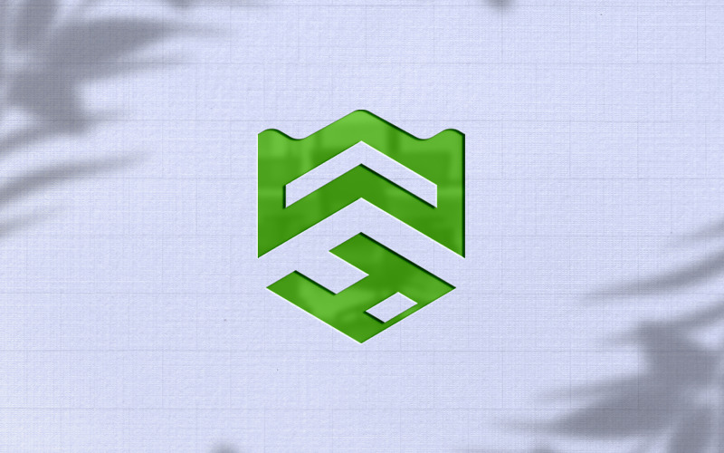 Maqueta de logotipo verde de letrero 3D realista en efecto grabado