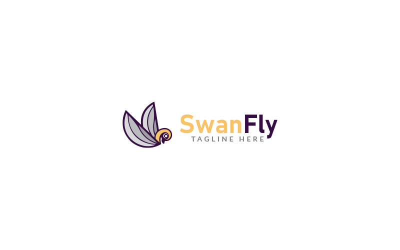 Plantilla de diseño de logotipo de mosca cisne
