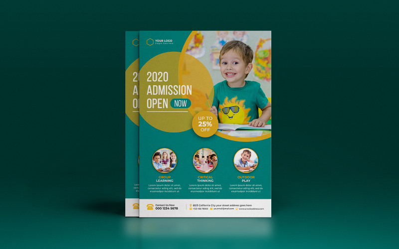 Modèle de Flyer d'admission à l'éducation scolaire pour enfants
