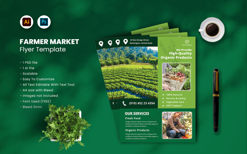 Modèle de Flyer de marché fermier vol.39