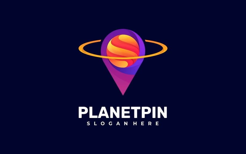 Планета Pin Градиент Красочный Логотип