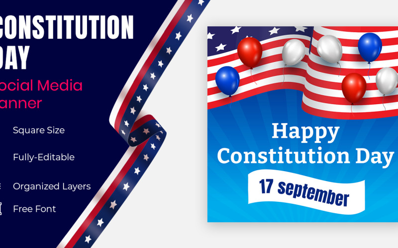 17 вересня - День Конституції США соціальний банер