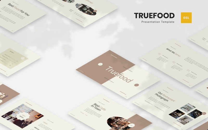 Truefood - Plantilla de diapositivas de Google de cafetería y restaurante
