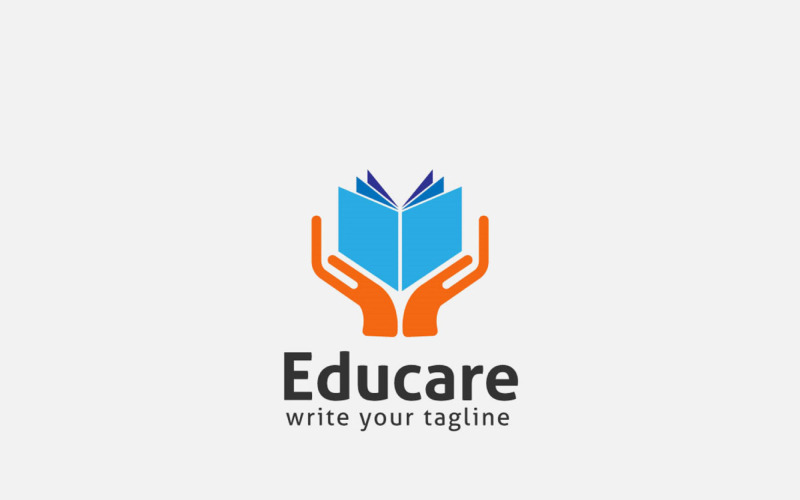 Bildung-Logo-Design mit Buch- und Pflegekonzept