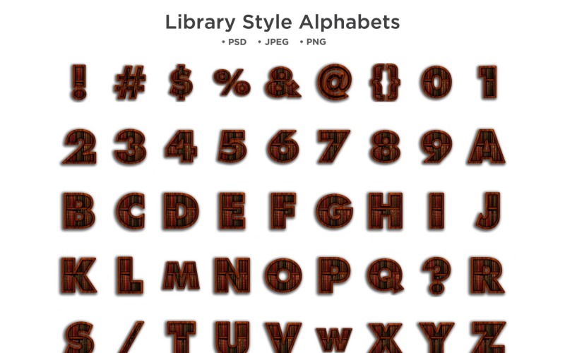 Alfabet stylu bibliotecznego, typografia Abc