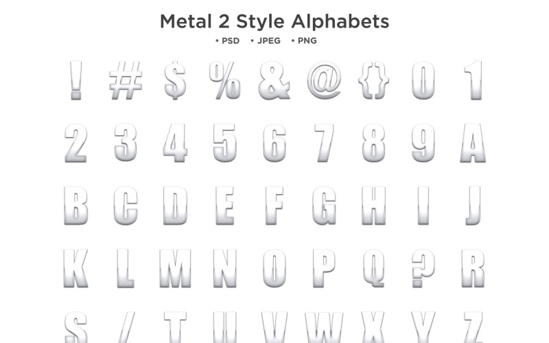 Alfabeto de estilo metálico, tipografía Abc