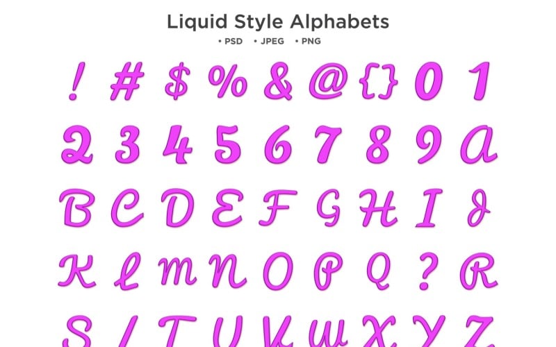 Alfabeto stile liquido, tipografia Abc