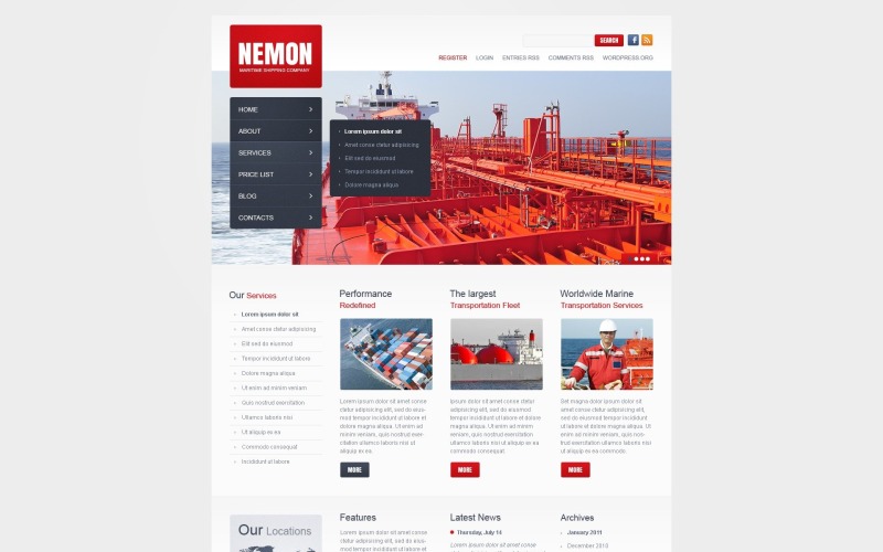 Námořní WordPress téma zdarma