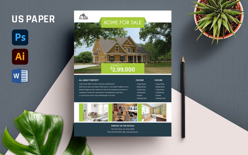 Real Estate Flyer in Word, psd and ai - TemplateMonster