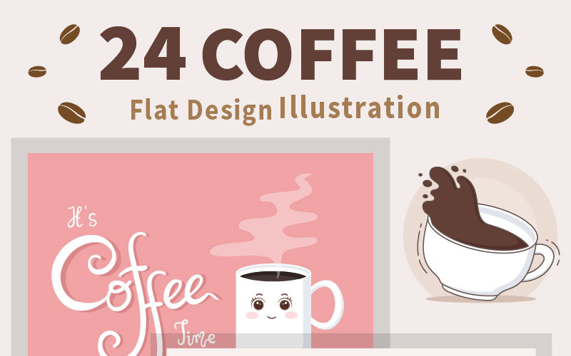 24 Set Vector de fondo de taza de café