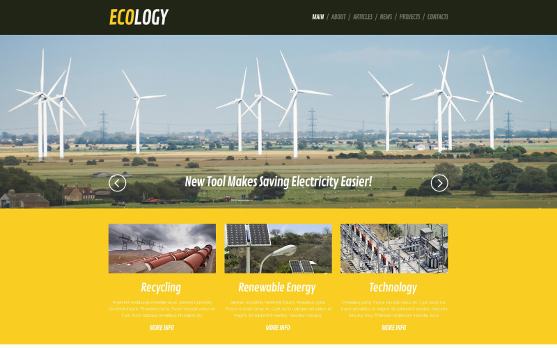 Design WordPress responsivo à energia eólica grátis