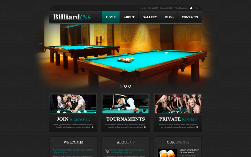 Gratis responsiv WordPress-mall för biljard