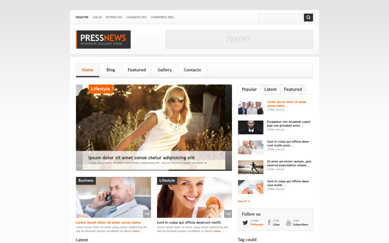 Ingyenes hírportál reszponzív WordPress téma