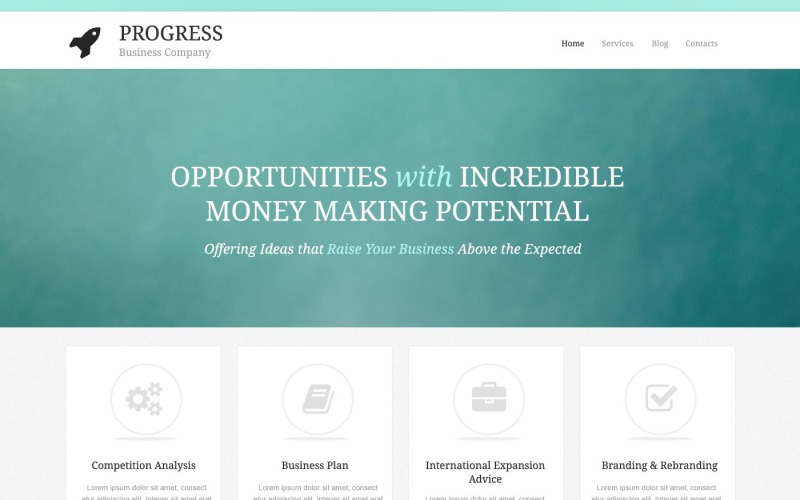 Modelo de site WordPress gratuito para projetos de negócios em startups