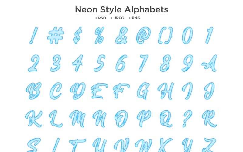 Neon-Alphabet, ABC-Typografie