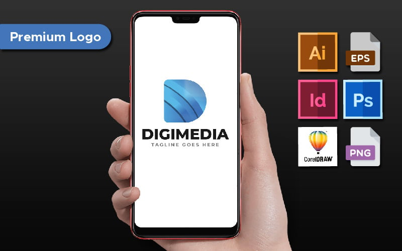 Modèle de logo DigiMedia lettre D