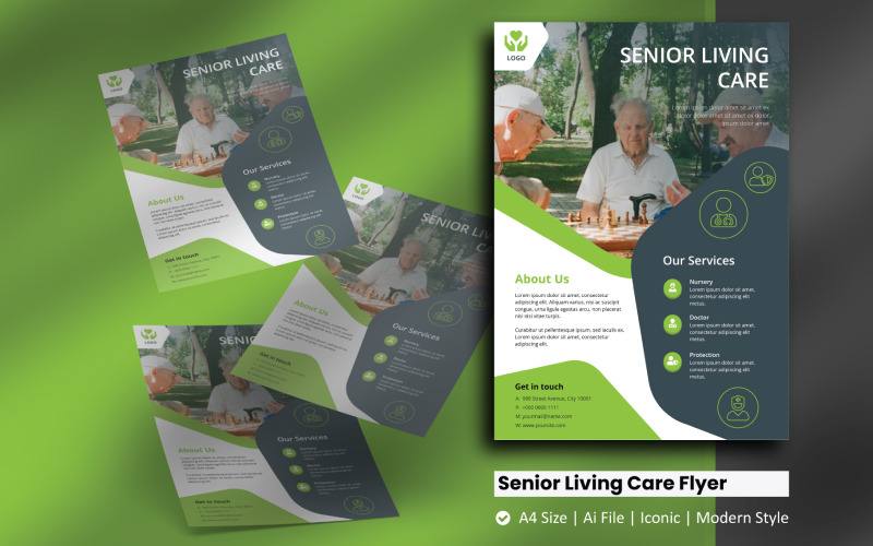 Modelo de identidade corporativa para Senior Living Care Vol2 Flyer