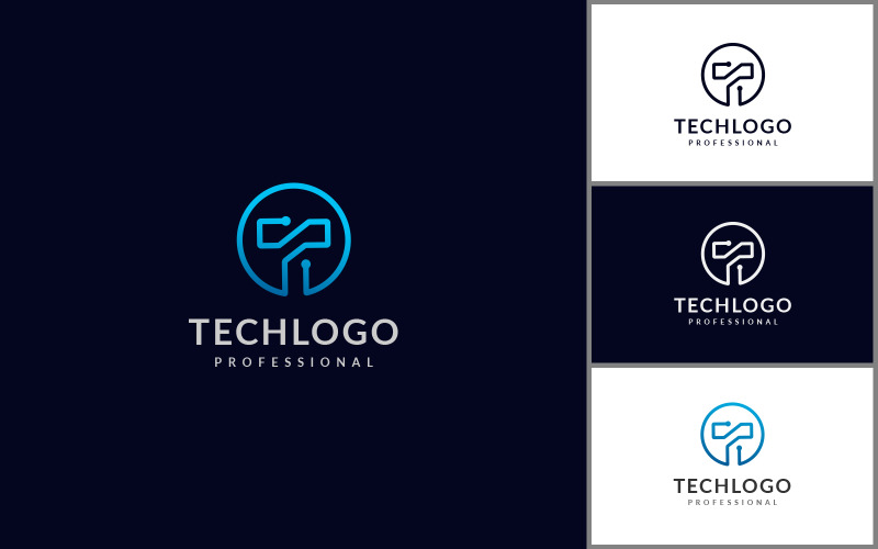 Plantilla de logotipo de letra T de tecnología