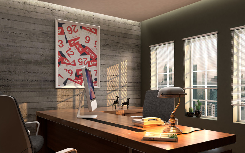 Set van 6 elegante kantoorscènes 01 Productmodel