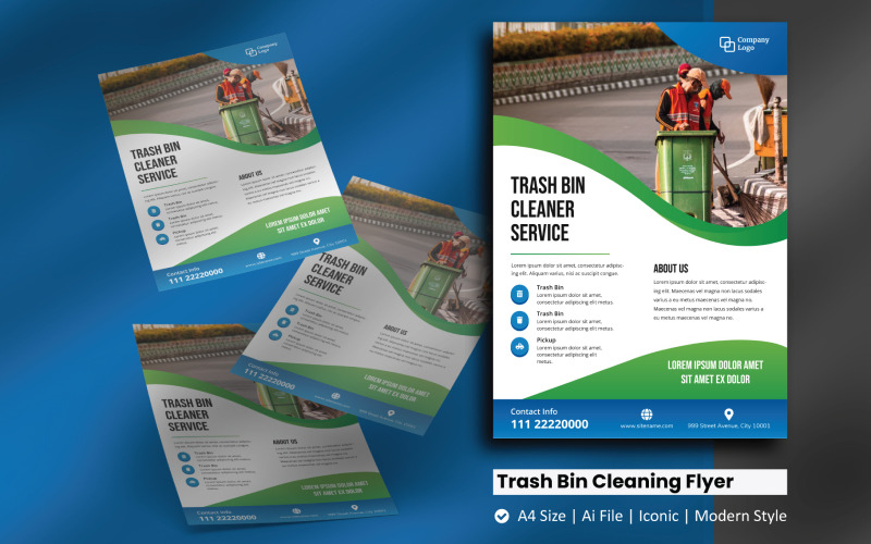 Trash Bin Cleaning Flyer Corporate Identity Template