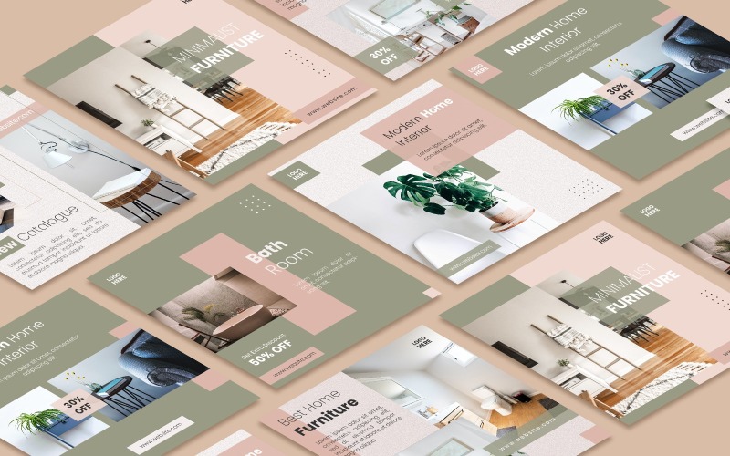 Design de interiores Instagram Post Banner Template Banner Set Social Media
