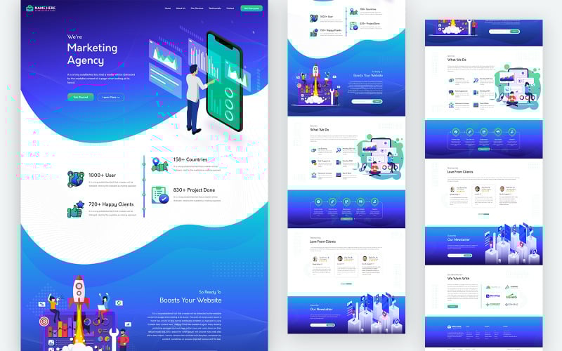 DigiBoost - Marketingagentur One Page UI-Elemente