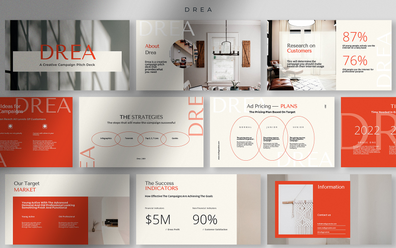 Drea - Orange Squash Creative Campaign Pitch Deck PowerPoint -mallar