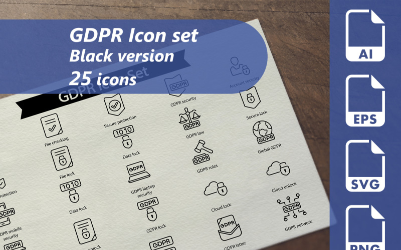 GDPR 线图标集模板