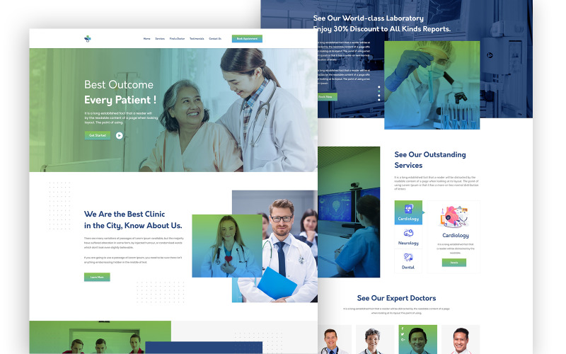 Medix - Clinic Services One Page UI-elementen