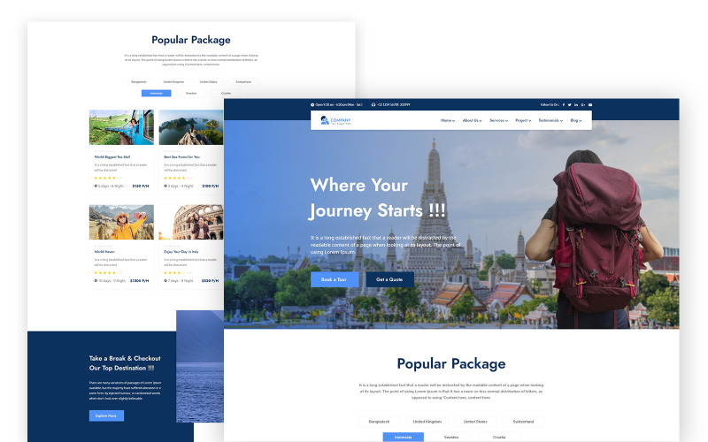Travelex – Biuro Podróży One Page UI Elements