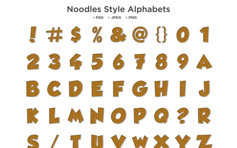 Alphabet de style de nouilles, typographie abc