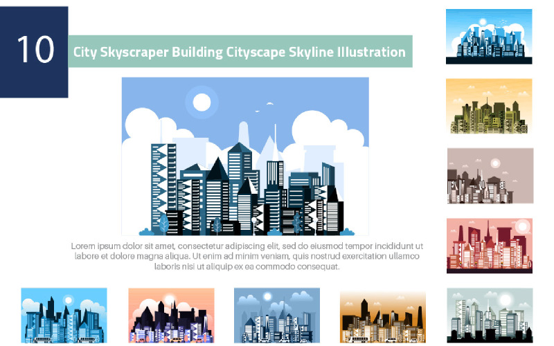 10 City Skyscraper Building Cityscape Skyline Ilustração