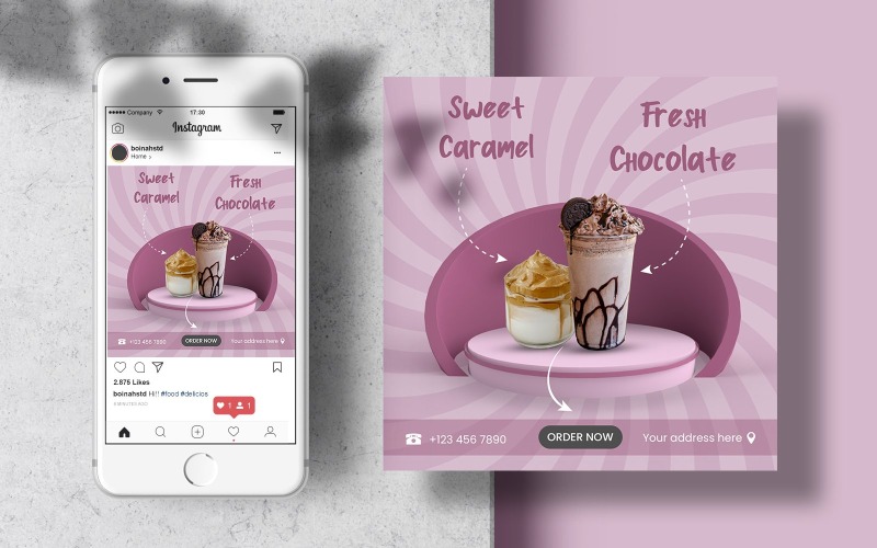 Bevanda dolce Instagram Post Banner Template Social Media