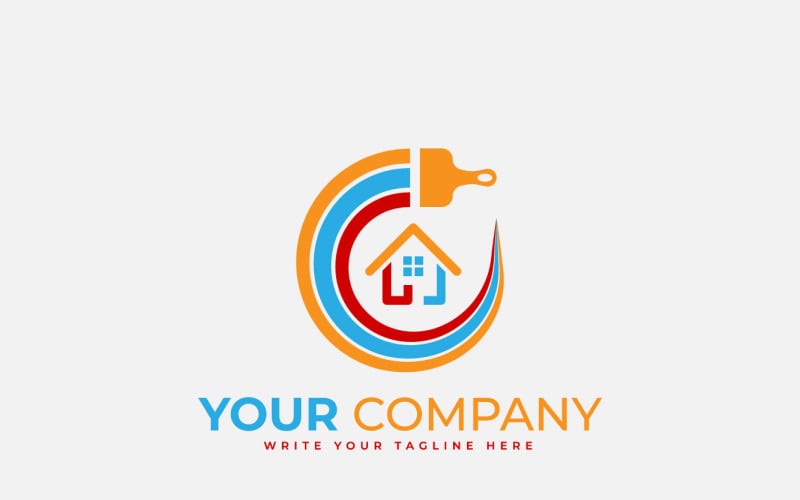Huisschilderen Logo-ontwerp, concept voor huisdecoratie, schilderservice, woningbouw
