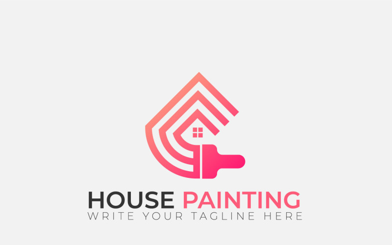 Minimal husmålning logotypdesign, koncept för husbyggnad