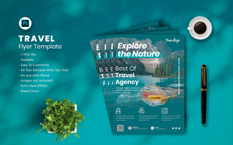 Modèle de flyer de voyage vol-03