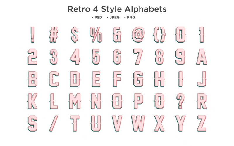 Retro-4-Stil-Alphabet, Abc-Typografie