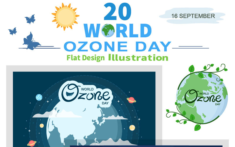 20 Wereld Ozon Dag Achtergrond Vectorillustratie