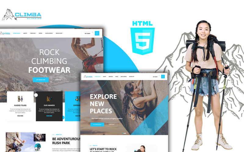 Climba szabadtéri hegyi túrázás HTML5 webhelysablon