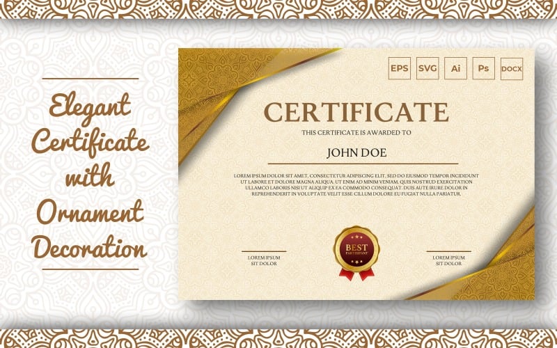 Elegant certifikatmall med prydnadsmönster