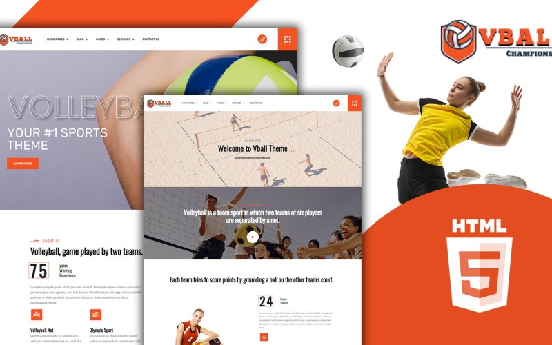 Vball - Volleybollsport HTML5 webbplatsmall