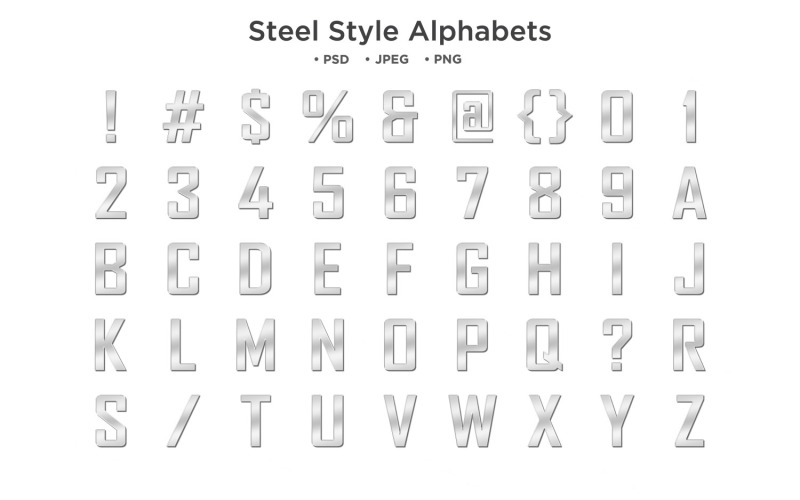 Alfabet in stalen stijl, ABC-typografie