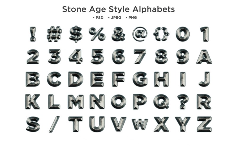 Alfabet w stylu epoki kamienia, typografia Abc