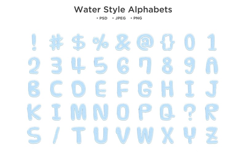 Alfabeto de estilo de água, tipografia ABC