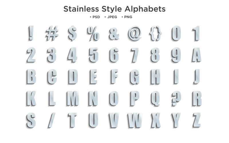 Alfabeto de estilo inoxidável, tipografia ABC