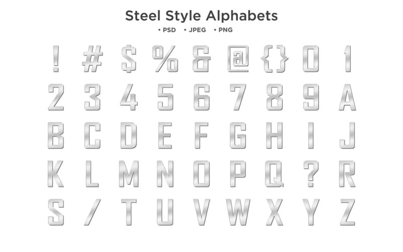 Alphabet de style acier, typographie abc