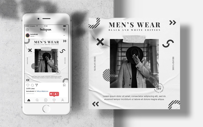 Чоловічий одяг Instagram пост банер шаблон соціальних медіа