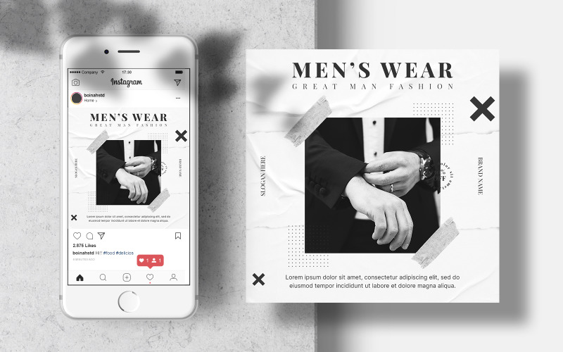 Modèle de bannière de publication Instagram mode masculine sur les médias sociaux