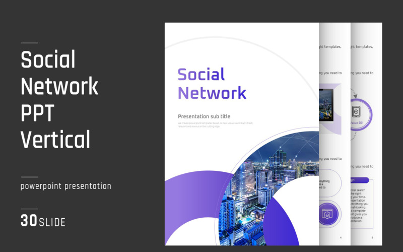 Modello PPT di social network verticale